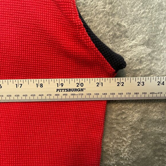 BX Men Y2K 90s Logo Waffle Knit Long Sleeve Crew Neck Thermal Shirt XL Red - Picture 9 of 12